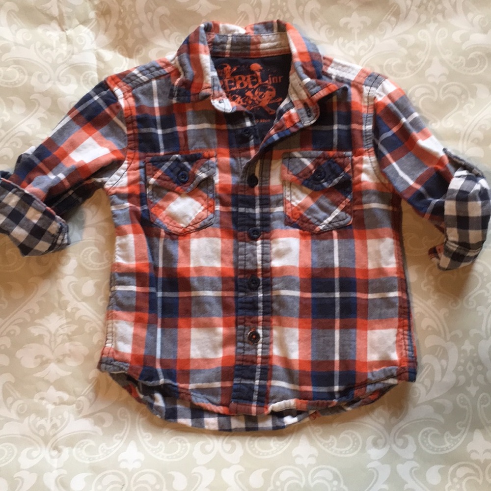 Rebel jnr boy cotton plaid shirt 2-3T
